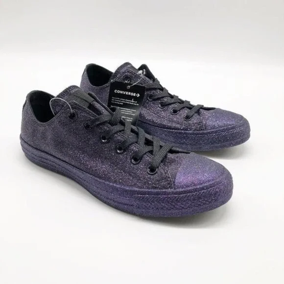 CONVERSE All Star Low Top Purple Glitter Sneakers - Picture 1 of 9